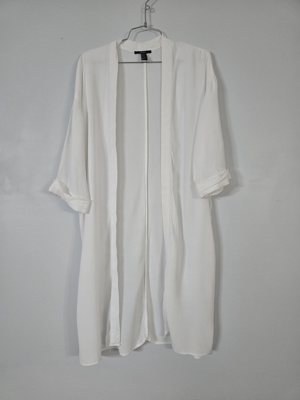 Forever 21 White Open-Front Duster Robe